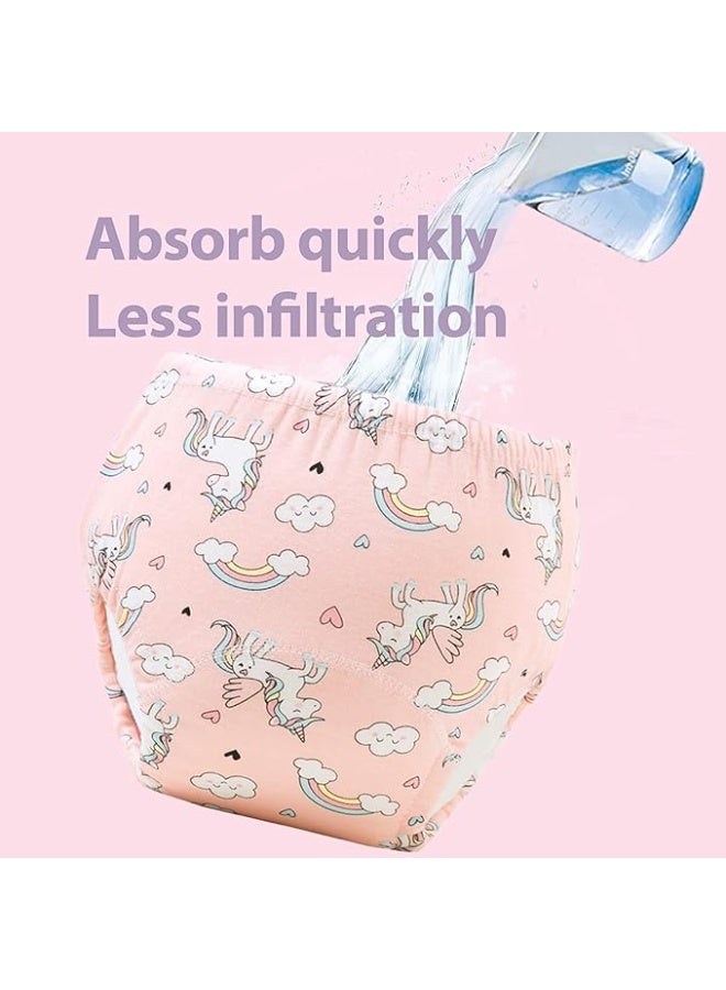 عبوة من قطعتين من سراويل التدريب على استخدام المرحاض للأطفال الأولاد والبنات، سراويل تدريب ماصة للأطفال الصغار مصنوعة من القطن قابلة لإعادة الاستخدام ومطبوعة برسومات للأطفال من وزن 7-14 كجم (2-3 سنوات/مقاس 100). - Image 3